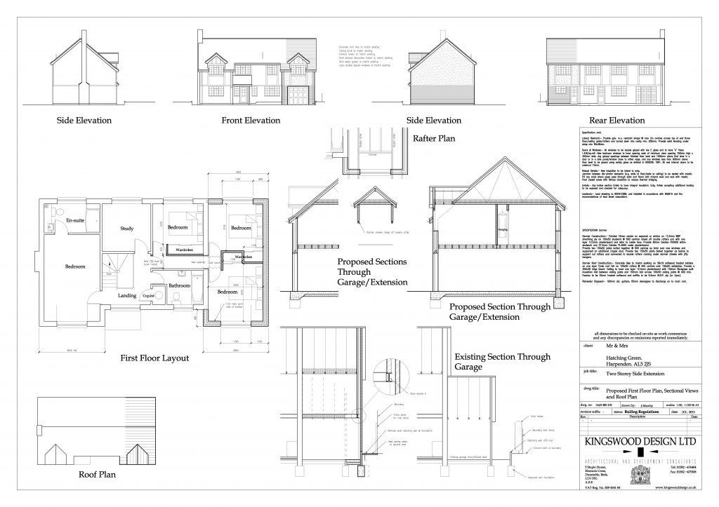 Elevation and floor plan for two storey house extension